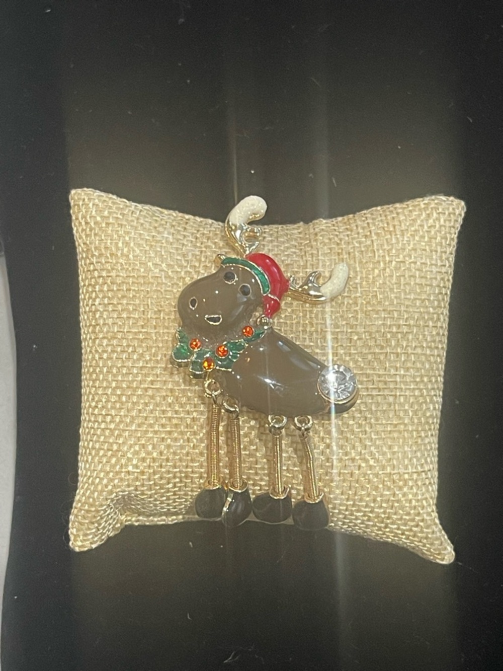Kids Brown Reindeer Holiday Pin Brooch - Unbranded